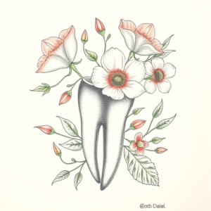 Floral Tooth Tattoo