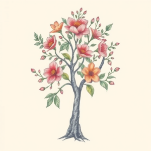 Floral Tree Tattoo