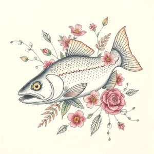 Floral Trout Tattoo