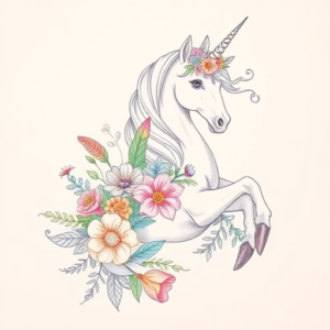 Floral Unicorn Tattoo