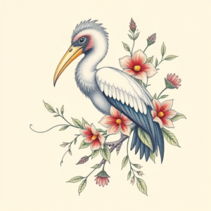 Floral Vulture Tattoo