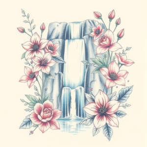 Floral Waterfall Tattoo