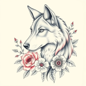 Floral Werewolf Tattoo