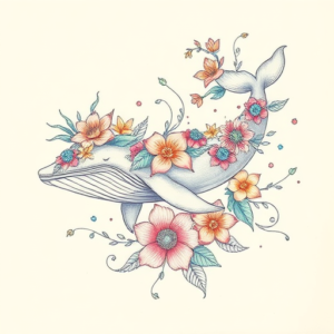 Floral Whale Tattoo