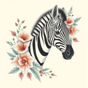 Floral Zebra Tattoo