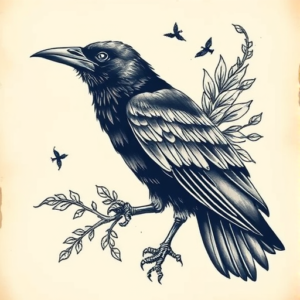 Full-View Crow Tattoo