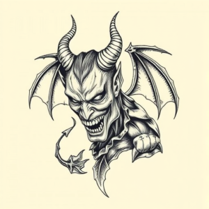 Full-View Devil Tattoo