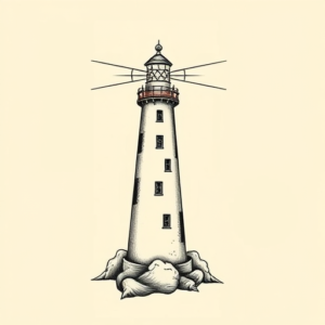 Full-View Lighthouse Tattoo