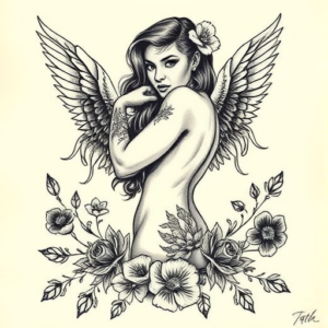 Full-View Pinup Tattoo