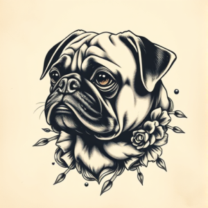 Full-View Pug Tattoo