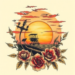 Full-View Sunset Tattoo