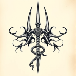 Full-View Trident Tattoo
