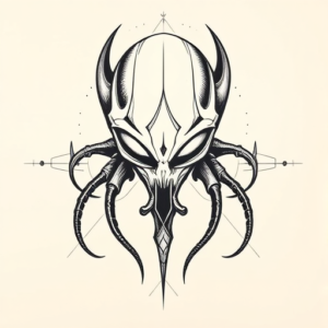 Geometric Alien Tattoo