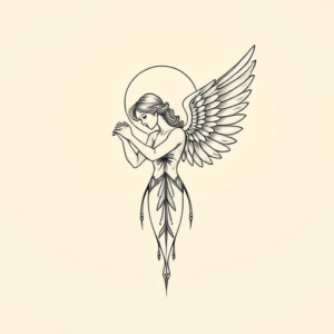 Geometric Angel Tattoo