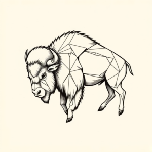 Geometric Bison Tattoo