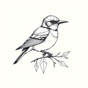 Geometric Bluebird Tattoo