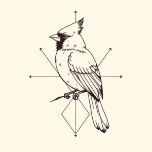 Geometric Cardinal Tattoo