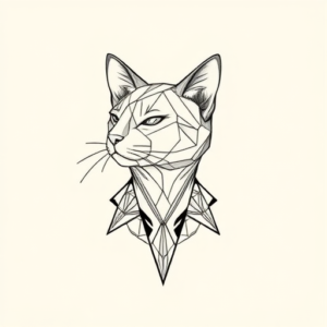 Geometric Cat Tattoo