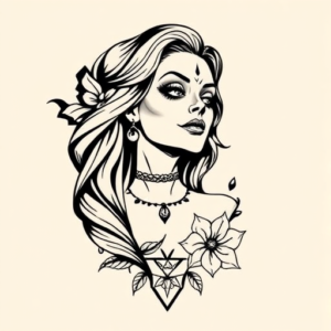 Geometric Catrina Tattoo