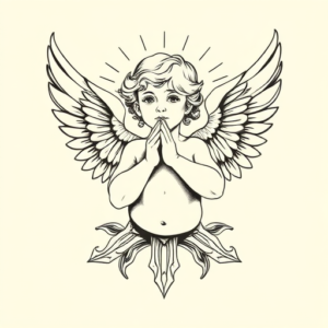 Geometric Cherub Tattoo