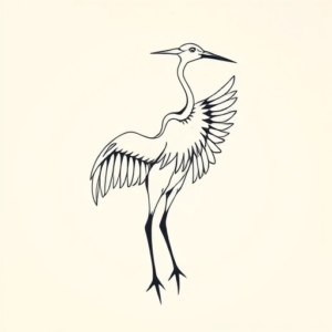 Geometric Crane Tattoo