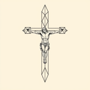 Geometric Crucifix Tattoo