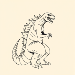 Geometric Godzilla Tattoo