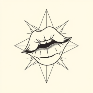 Geometric Kiss Tattoo