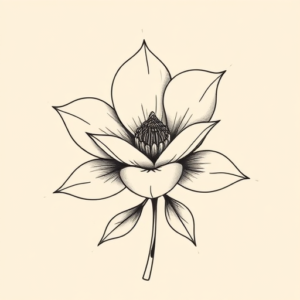 Geometric Magnolia Tattoo