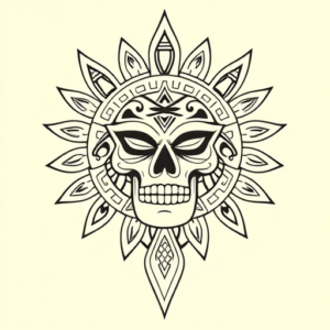 Geometric Mictlantecuhtli Tattoo