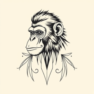 Geometric Monkey Tattoo