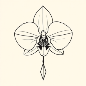 Geometric Orchid Tattoo