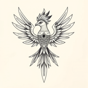 Geometric Quetzal Tattoo