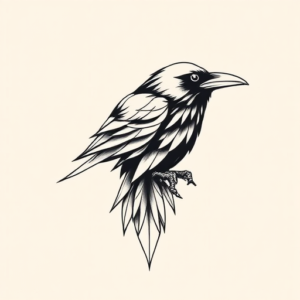 Geometric Raven Tattoo