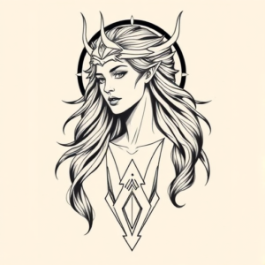 Geometric Valkyrie Tattoo