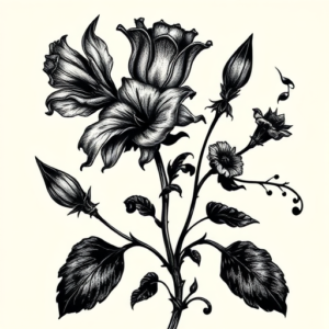 Gothic Botanical Tattoo