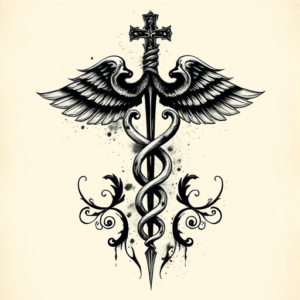 Gothic Caduceus Tattoo