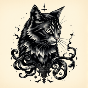 Gothic Cat Tattoo