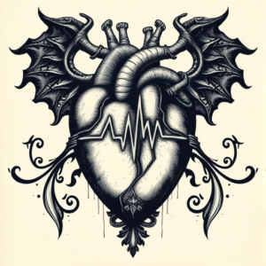 Gothic Heartbeat Tattoo