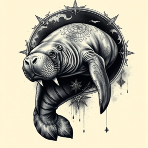 Gothic Manatee Tattoo