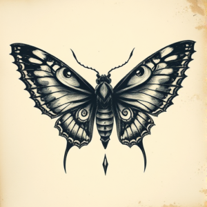 Gothic Moth Tattoo