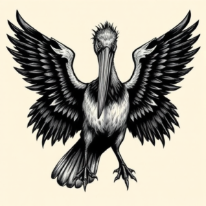 Gothic Pelican Tattoo