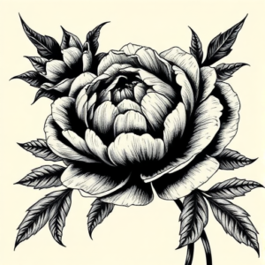 Gothic Peony Tattoo