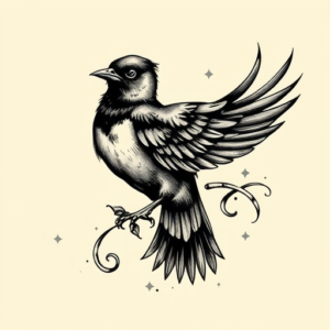 Gothic Sparrow Tattoo