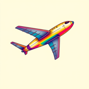 Gradient Color Airplane Tattoo