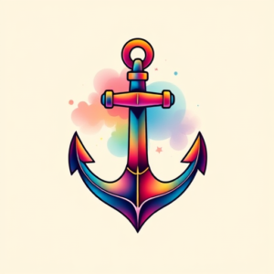Gradient Color Anchor Tattoo