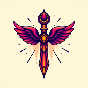 Gradient Color Ankh Tattoo