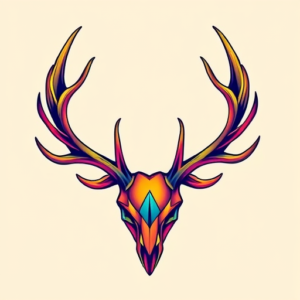 Gradient Color Antler Tattoo