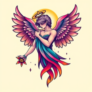 Gradient Color Archangel Tattoo
