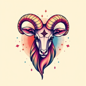 Gradient Color Aries Tattoo
